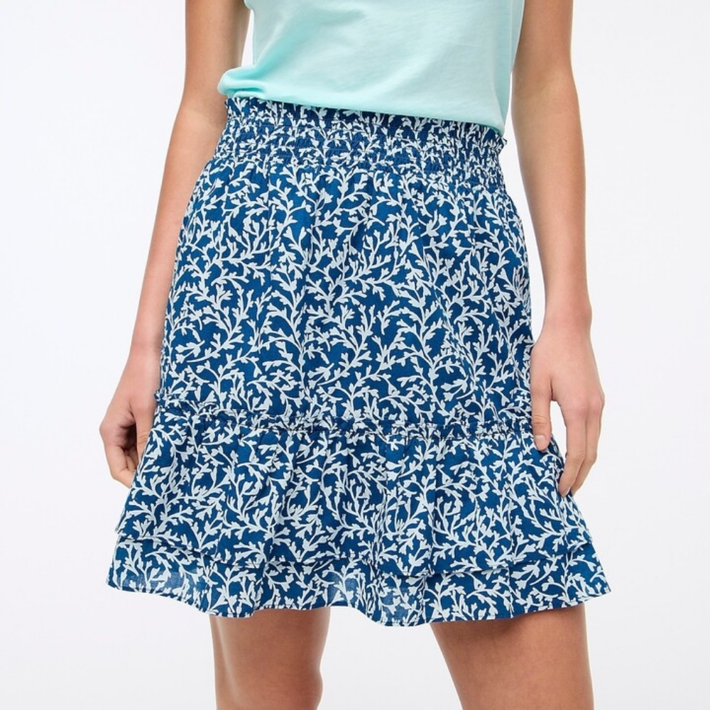 J. Crew Ruffled Smocked Waist Mini Skirt Size S